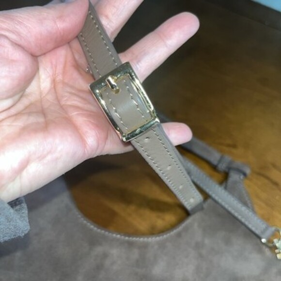 cuir veritable Suede Brown Hobo Shoulder Bag With Removable Long Leather Strap - Picture 9 of 12